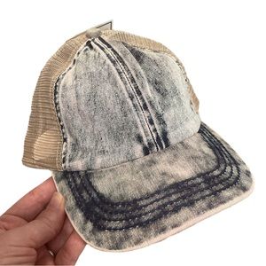 C.C. Beanie criss cross cap for pony tails on-the-go. Adjustable Velcro strap